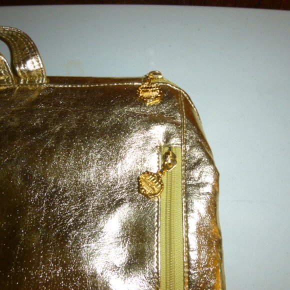 Carlos Falchi Gold Metallic Backpack Bag - Picture 7 of 12